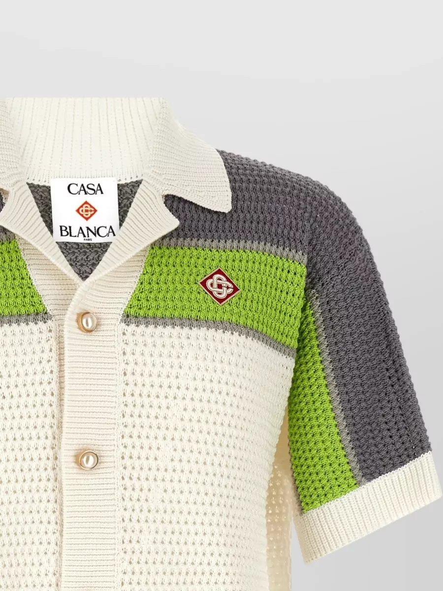 Casablanca Crochet Cotton Short-Sleeve Cardigan