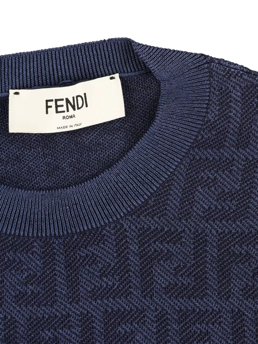 Fendi Knit Crew Neck Top Ff Jacquard