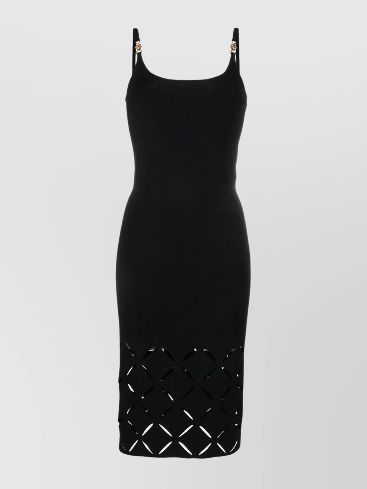 Shop Versace Medusa Cut-out Midi Dress In Black