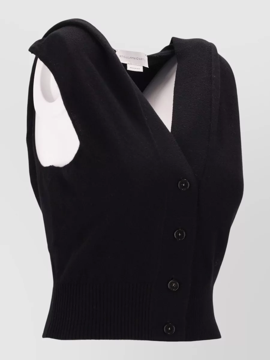 Stella Mccartney Knit Hooded Sleeveless Top Ribbed Hem