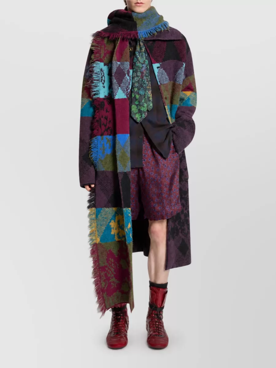 Dries Van Noten Floral Patchwork Wool Scarf