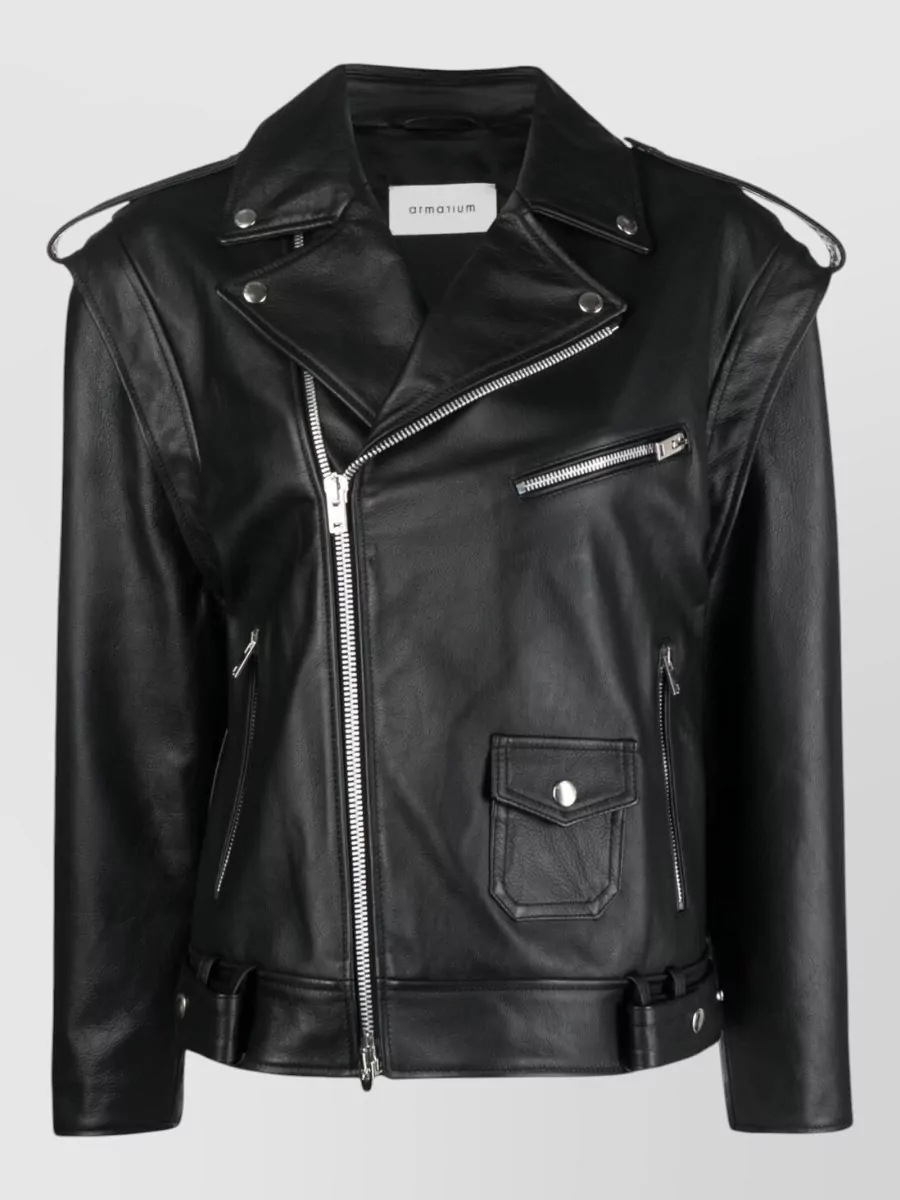 Armarium Grained leather biker jacket