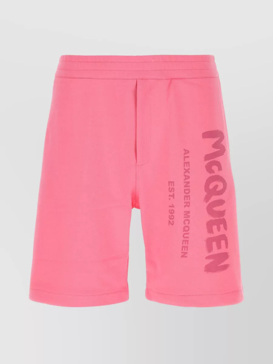 Shop Alexander Mcqueen Convenient Pockets Cotton Bermuda Shorts In Pink