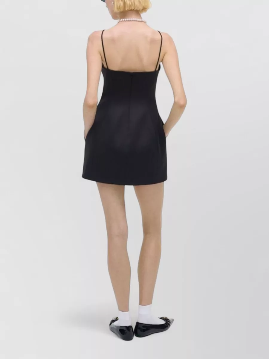 Marc Jacobs Satin V-Neck Sleeveless Flared Mini Dress