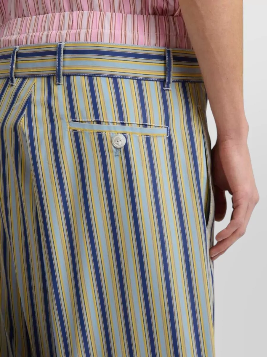 Marni Striped Wide-Leg Cotton Trousers