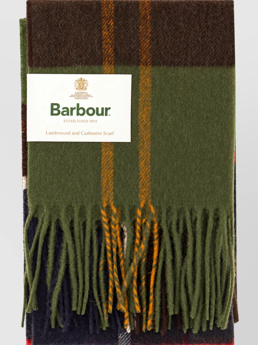 Barbour wool cashmere checked scarf