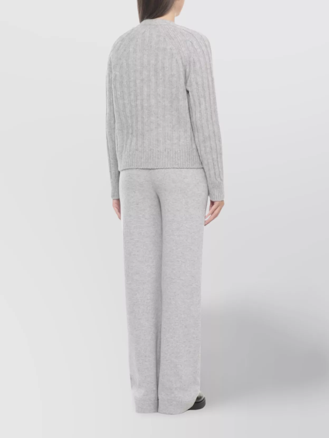Peserico Long Sleeve V-Neck Ribbed Cardigan With Lurex