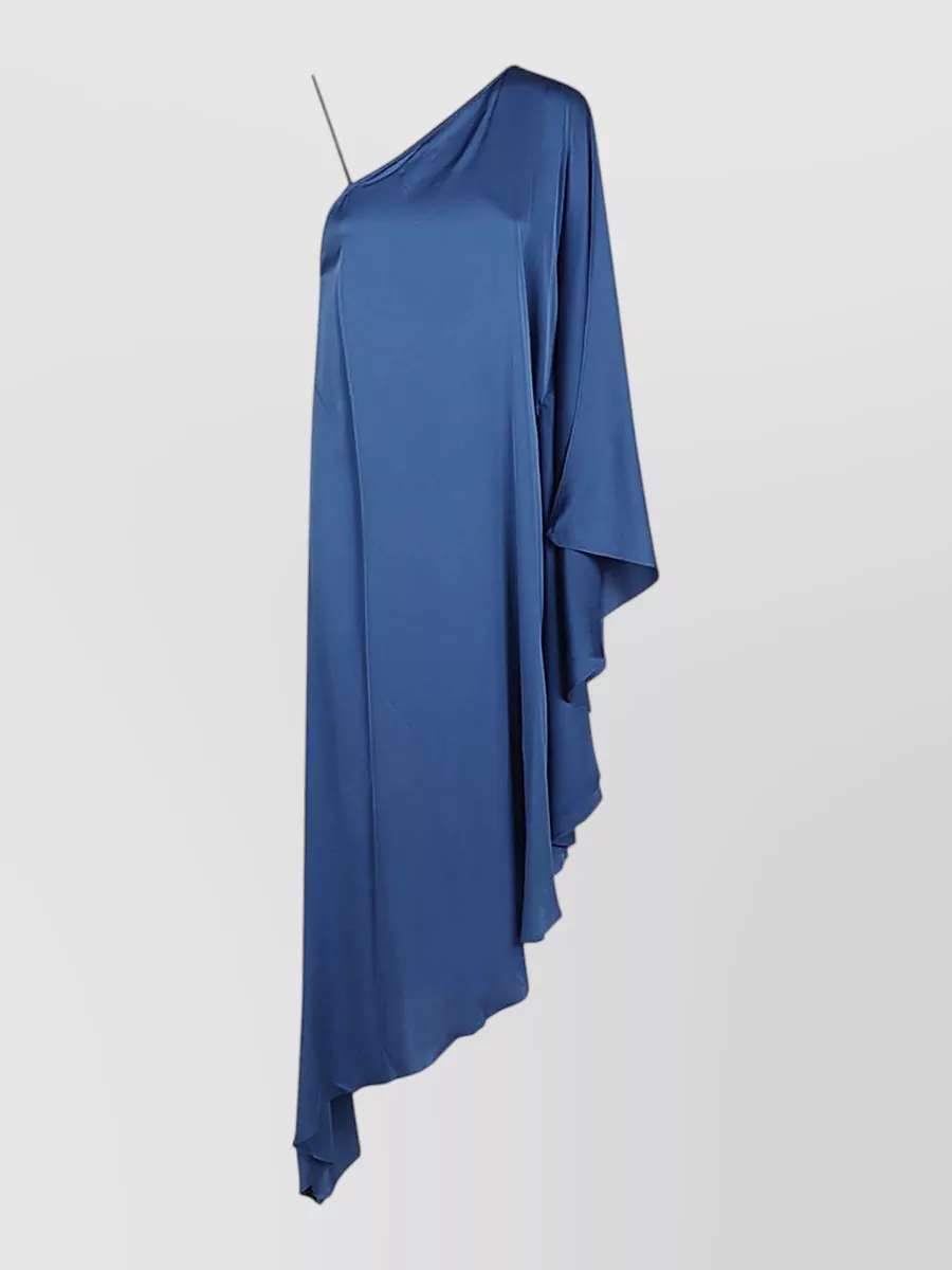 Silk95five Asymmetric Long Dress One Shoulder Draped