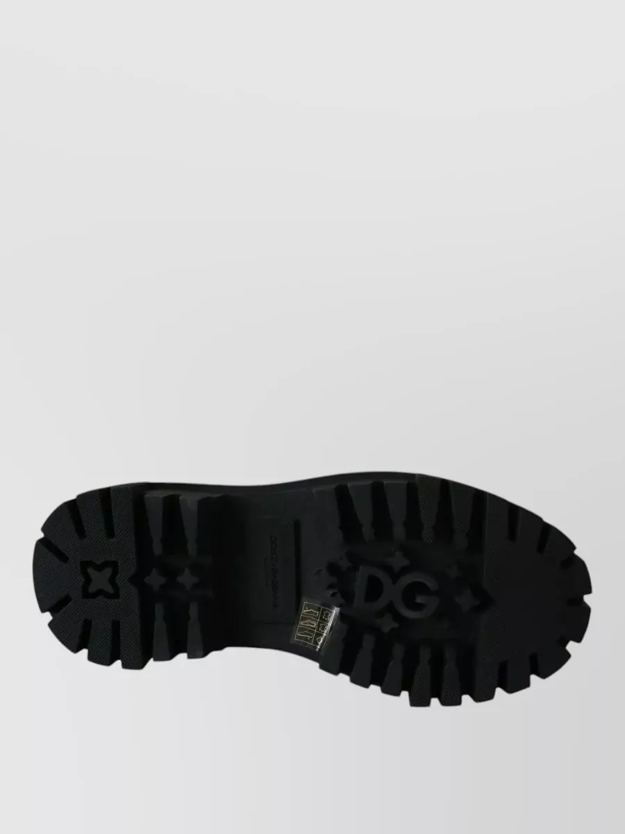 Dolce&Gabbana Leather Crystal-Embellished Combat Boots