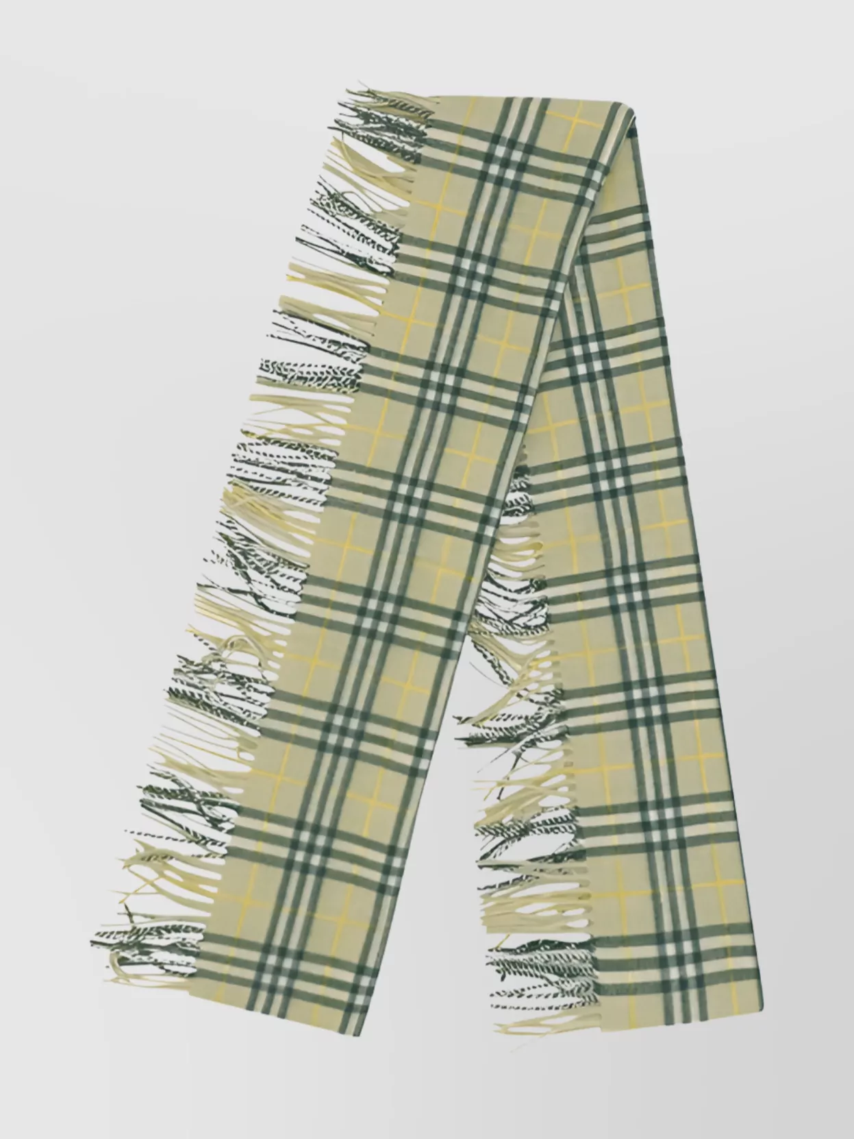 Shop Burberry Wool Scarf With Frayed Hems And Fringed Edges