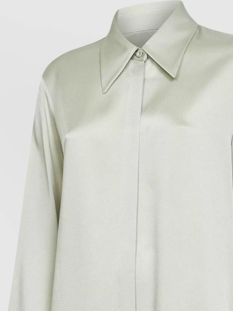 Jil Sander Satin Shirt Long Sleeves Pointed Collar