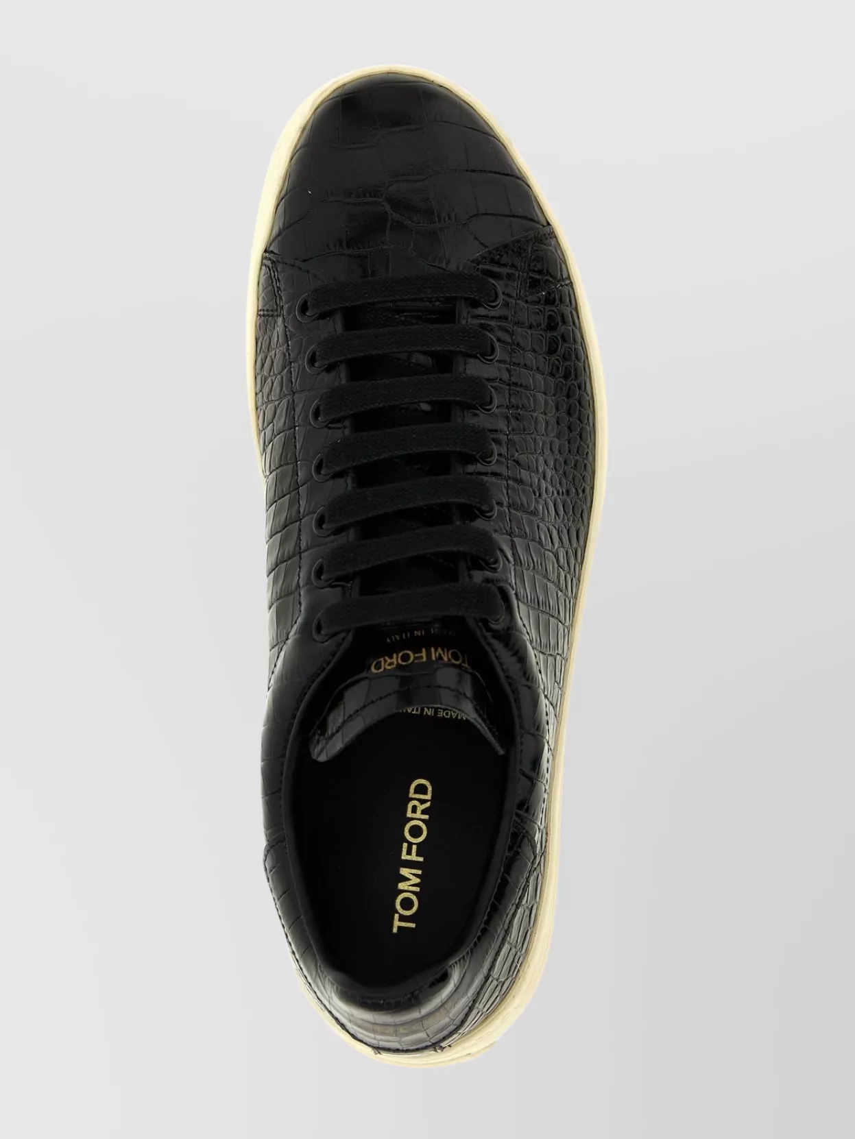 Tom Ford Textured Crocodile Pattern Sneakers With Rubber Sole