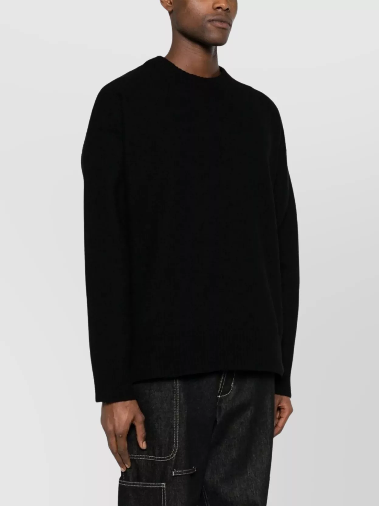 Jil Sander Logo Knit Sweater Asymmetric Hem In Metallic