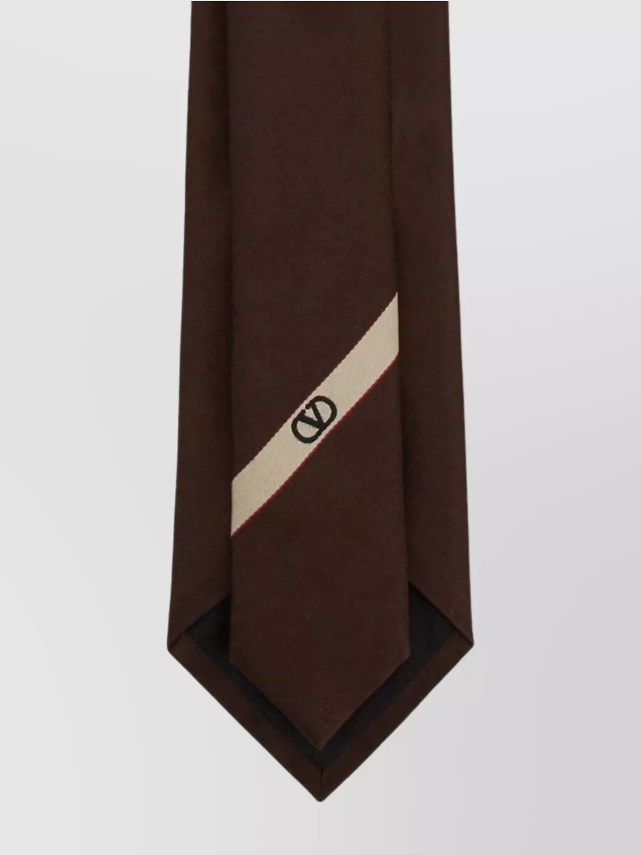 Valentino Diagonal Stripe Pointed Tip Tie In Brown