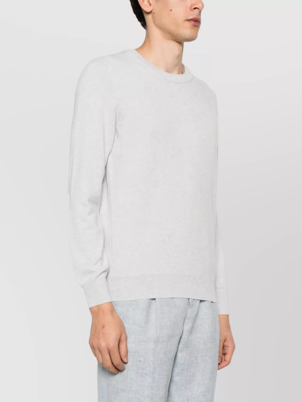 Brunello Cucinelli Ribbed Crewneck Cashmere Sweater With Long Sleeves