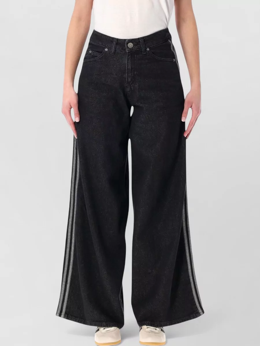 Adidas Originals denim mid-rise wide-leg trousers