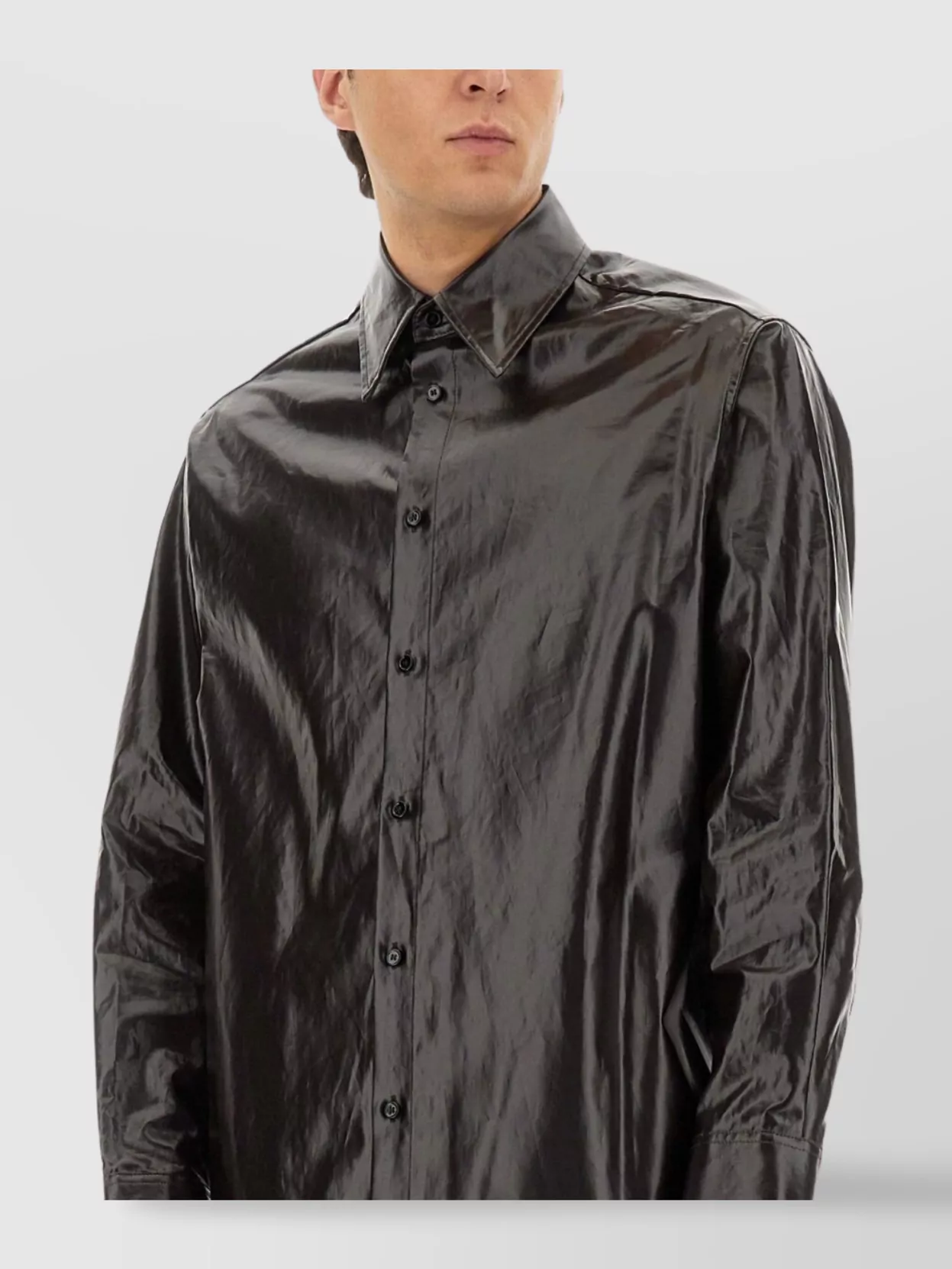 Mm6 Maison Margiela Long Sleeve Shiny Pointed Collar Shirt