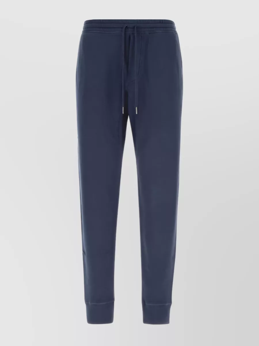 Shop Tom Ford Refined Cotton Track Pants In Blue
