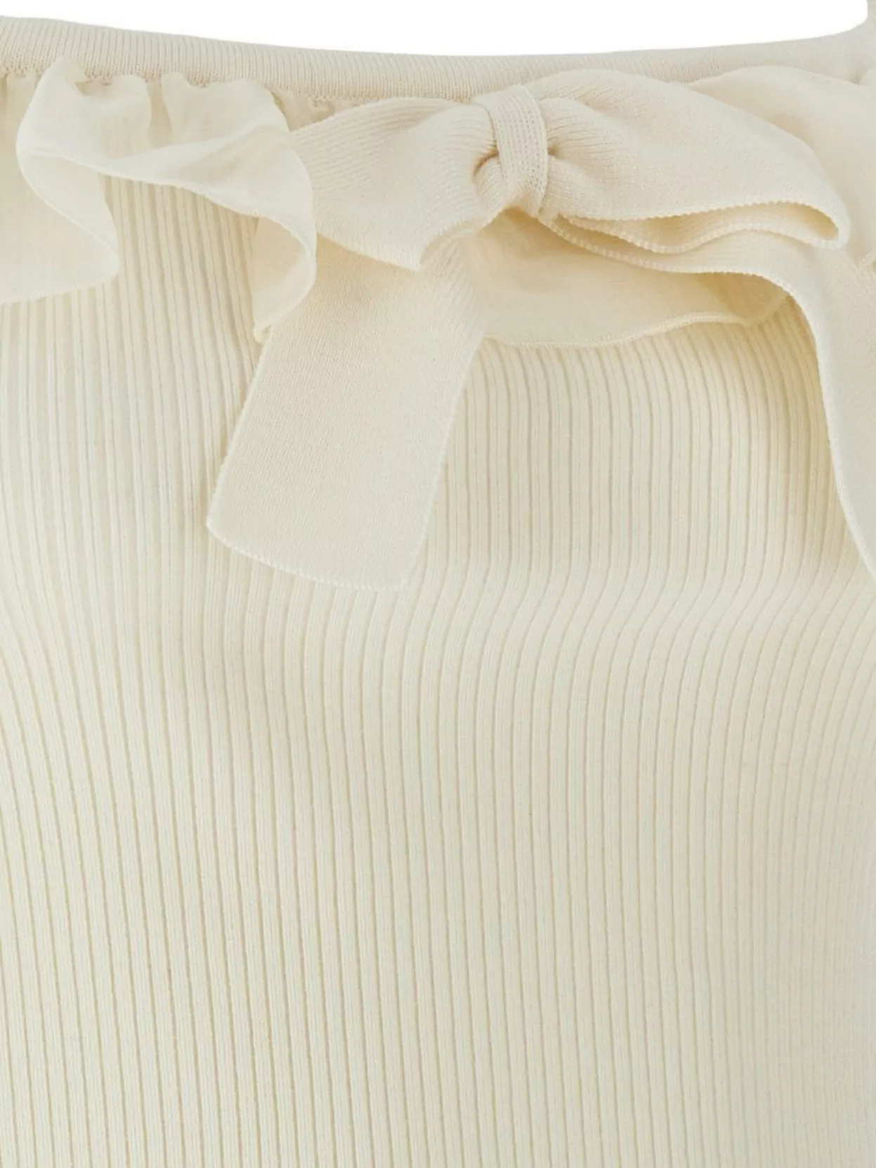 Alessandra Rich Ribbed Camisole With Frills And Bow