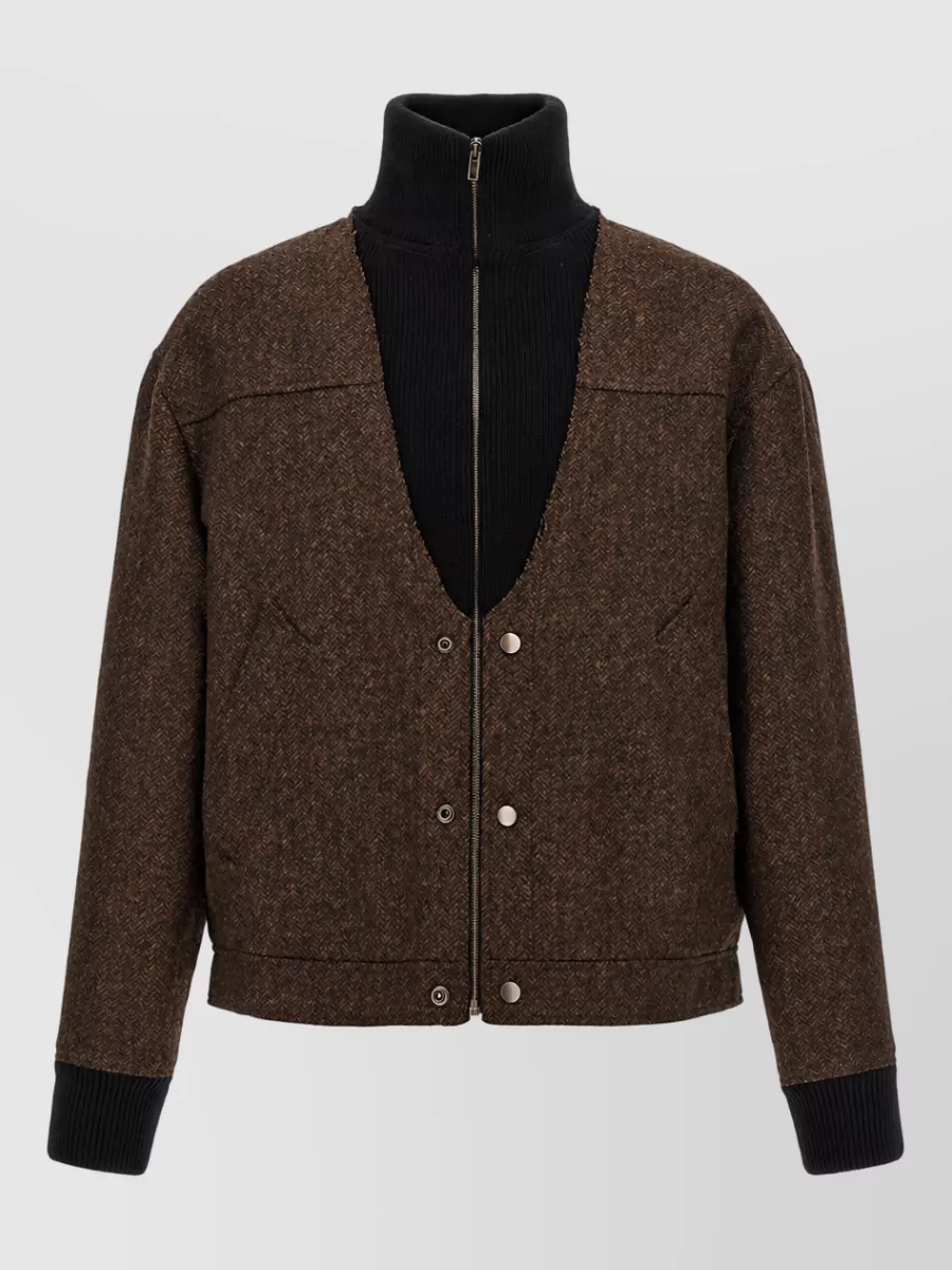 Maison Margiela wool herringbone single breasted coat