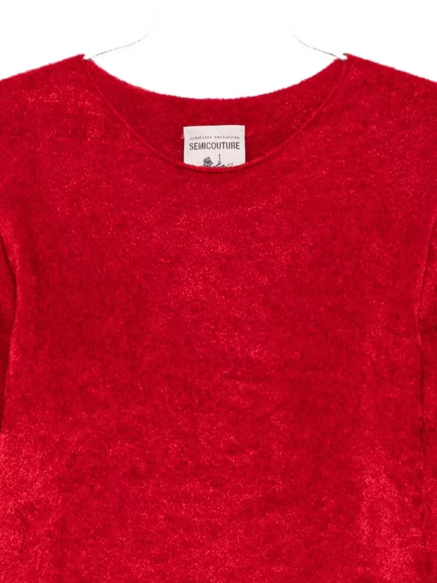 Semicouture Brushed Scoop Neck Long-Sleeve Sweater