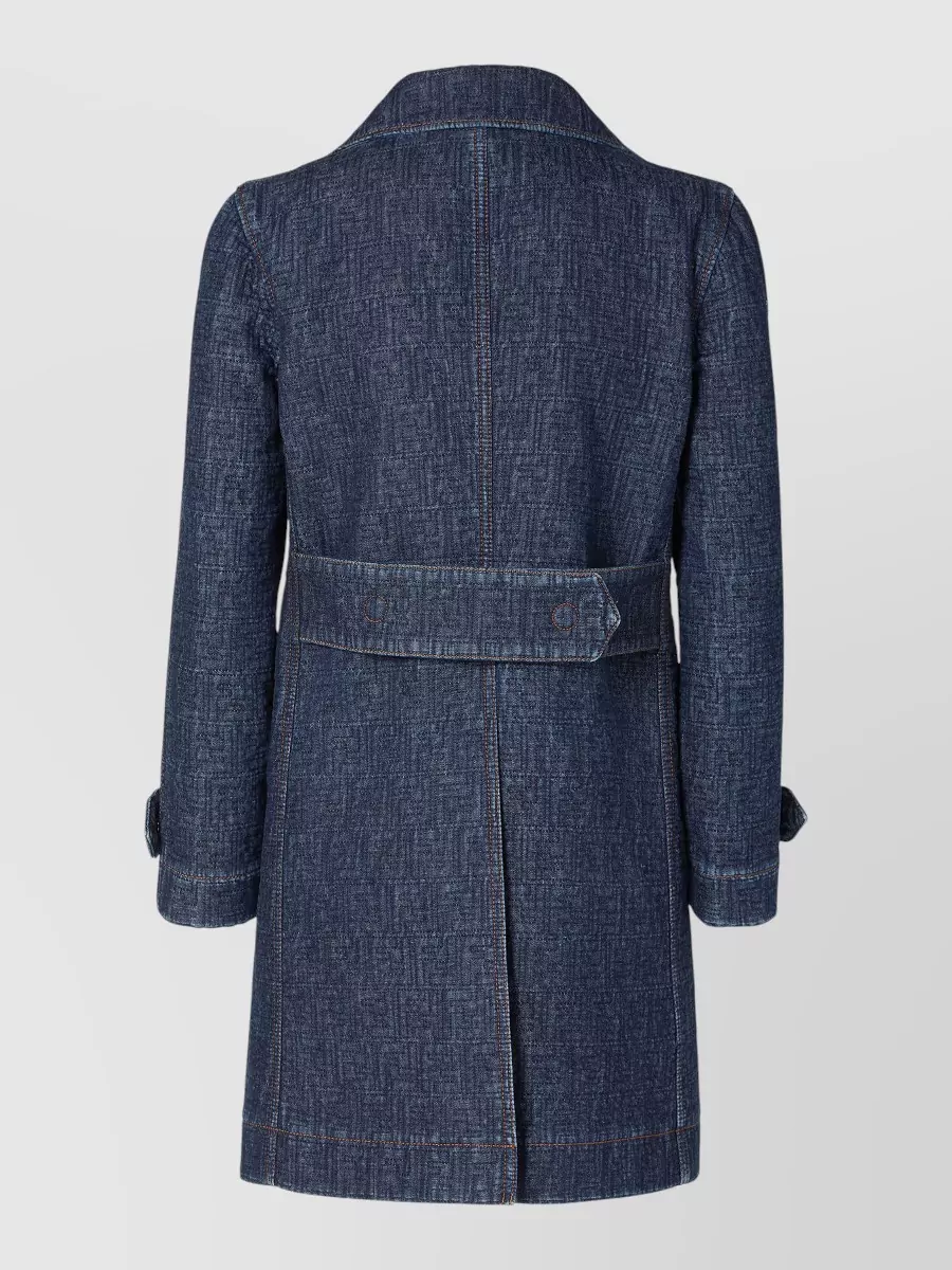 Fendi Padded Denim Caban Coat Double Breasted In Blue