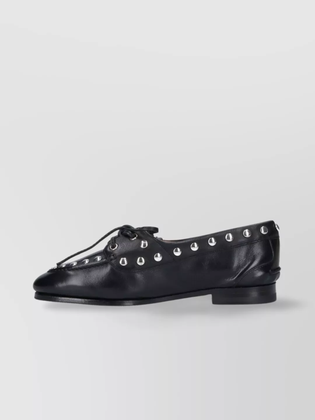 Bally Round Toe Studded Leather Loafers