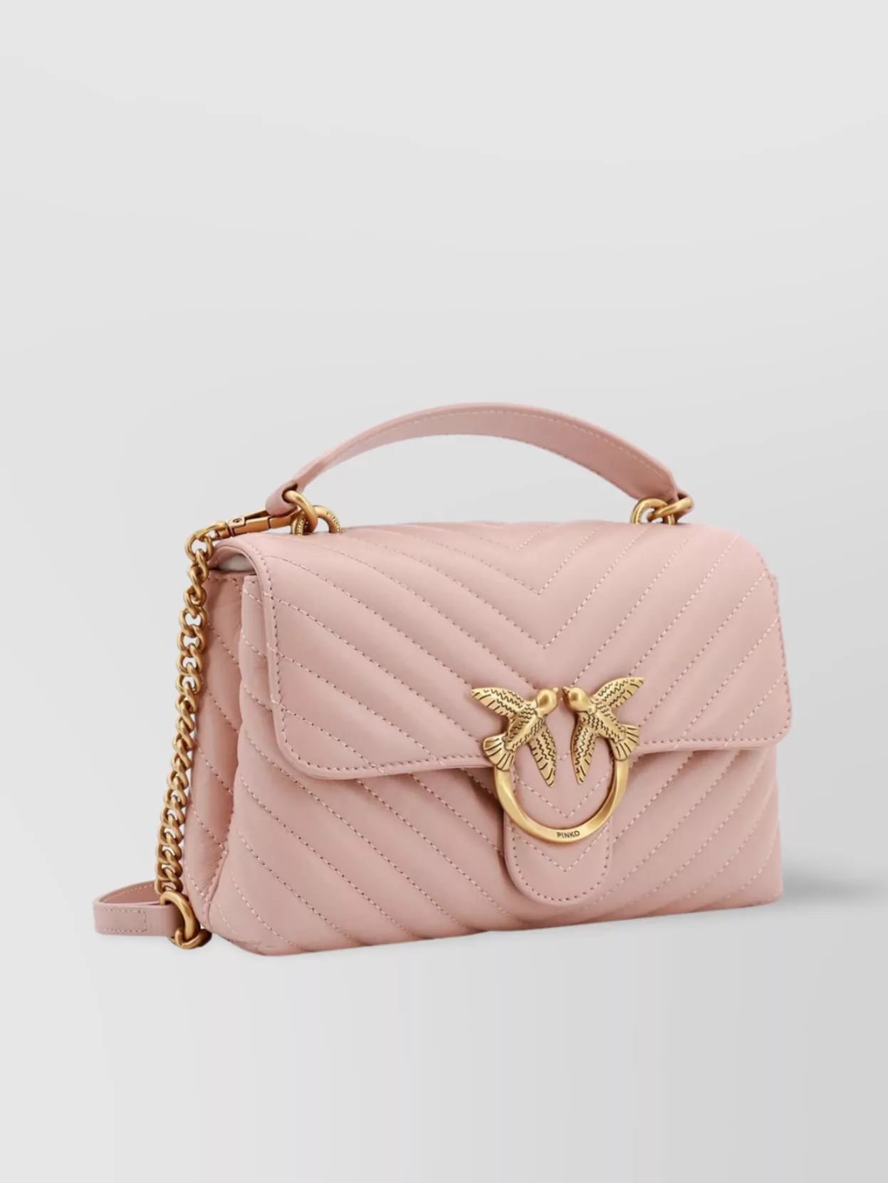 Pinko Quilted Leather Handbag With Love Birds Buckle