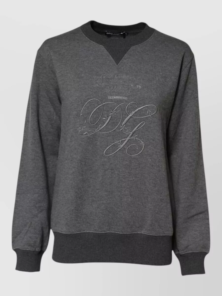 Dolce&Gabbana Cashmere cotton logo embroidered long-sleeve sweatshirt
