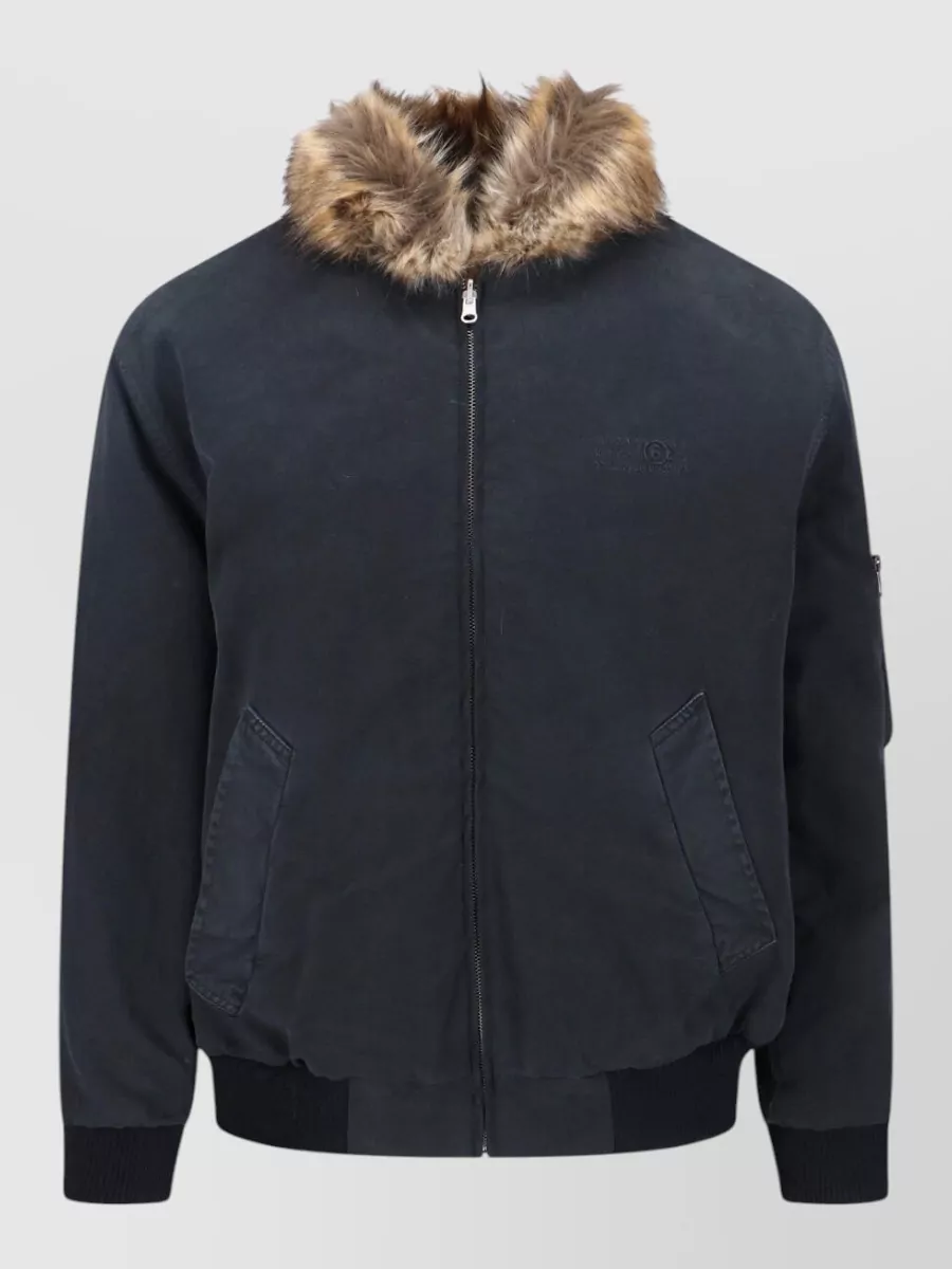 Mm6 Maison Margiela Casual Jacket With Faux Fur And Pockets
