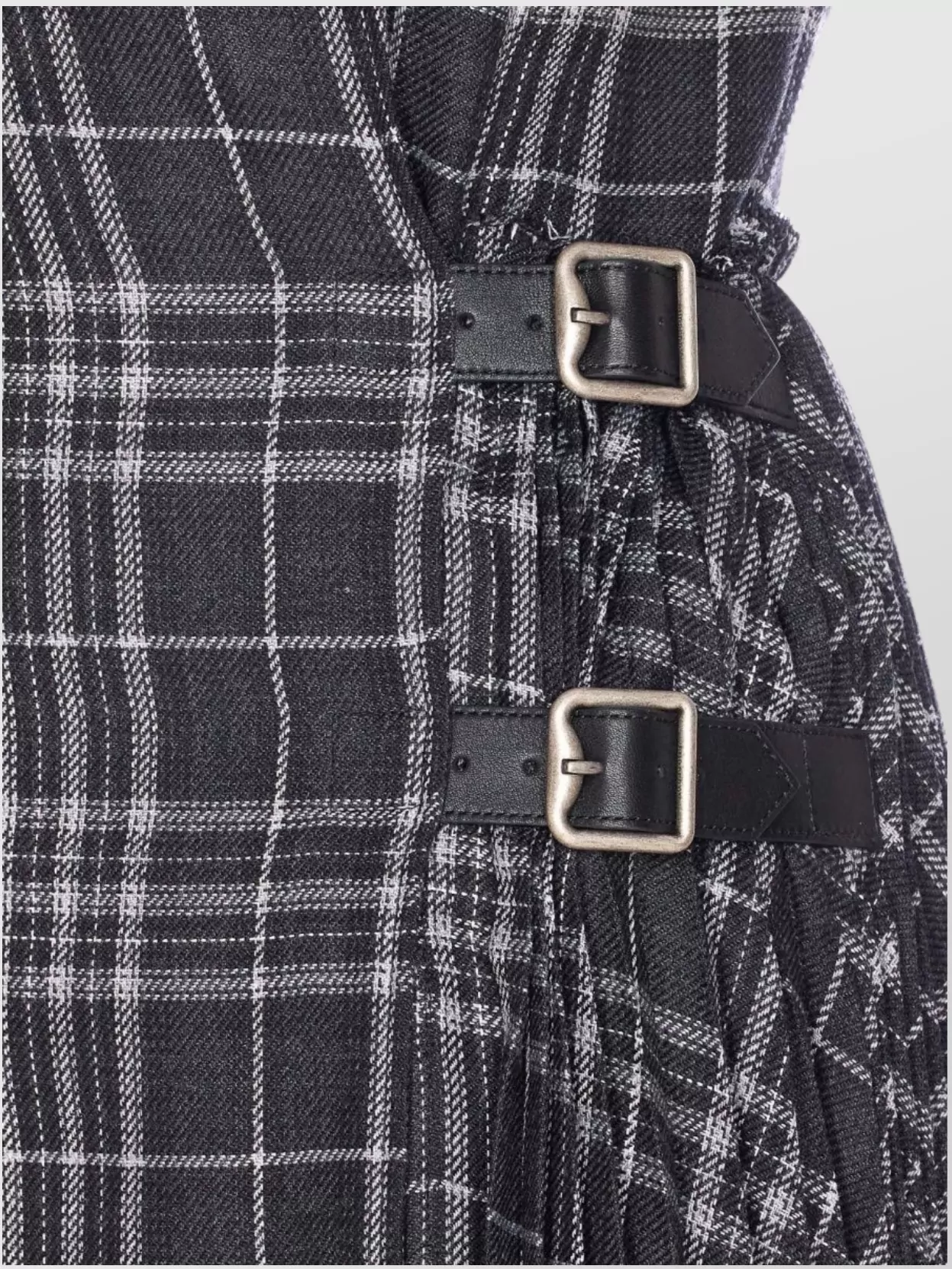 Burberry Midi Dress With Buckle And Pleats In Gray