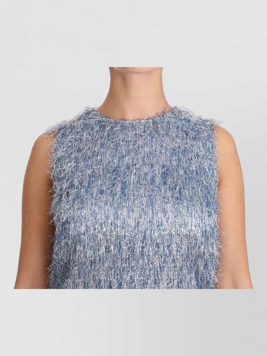 Dolce&Gabbana Silk Fringe Sleeveless Knee-Length Dress
