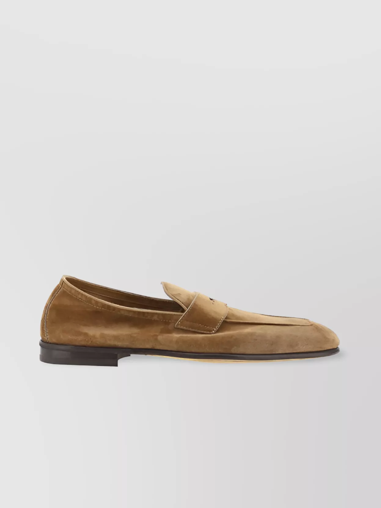 Shop Brunello Cucinelli Almond Toe Leather Block Heel Loafers
