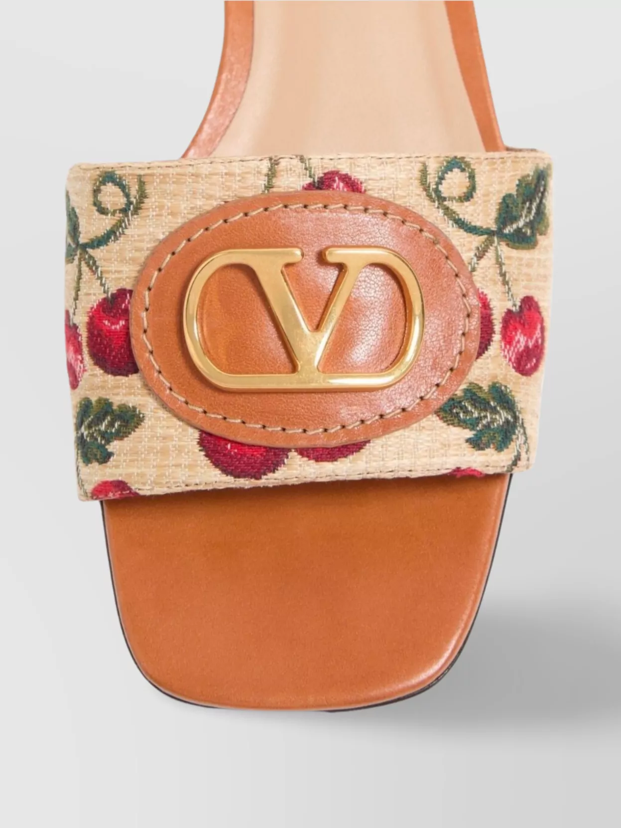 Valentino Garavani Block Heel Floral Embroidery Square Open Toe Mules
