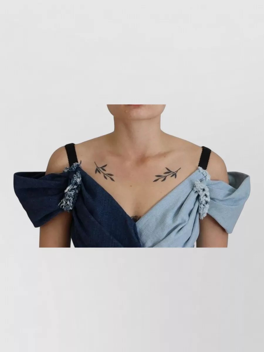 Dolce&Gabbana Denim V-Neck Draped Mini Dress