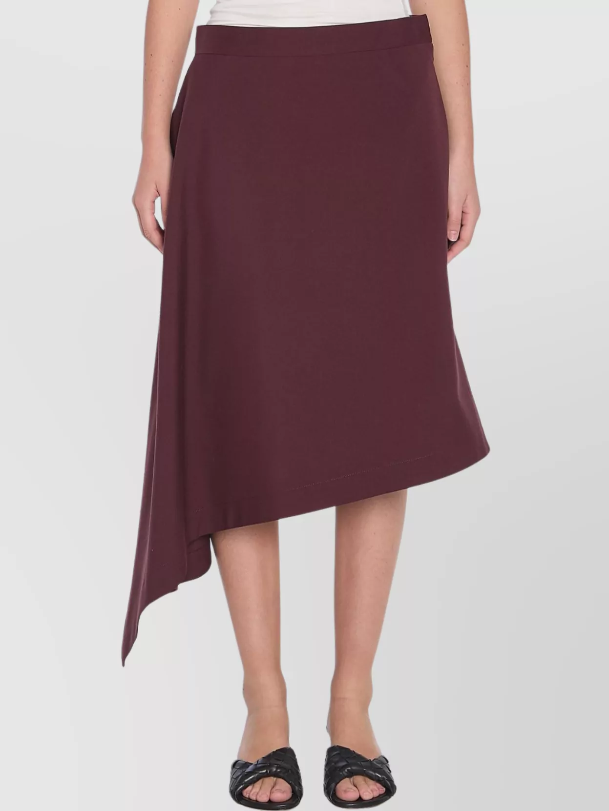 Bottega Veneta Tailored Wool Midi Skirt In Burgundy