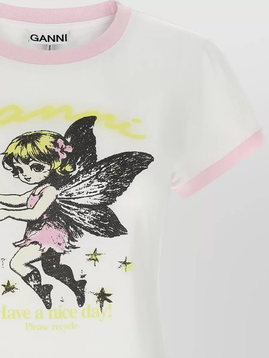 Ganni Organic Cotton Fairy Print Short Sleeve T-Shirt