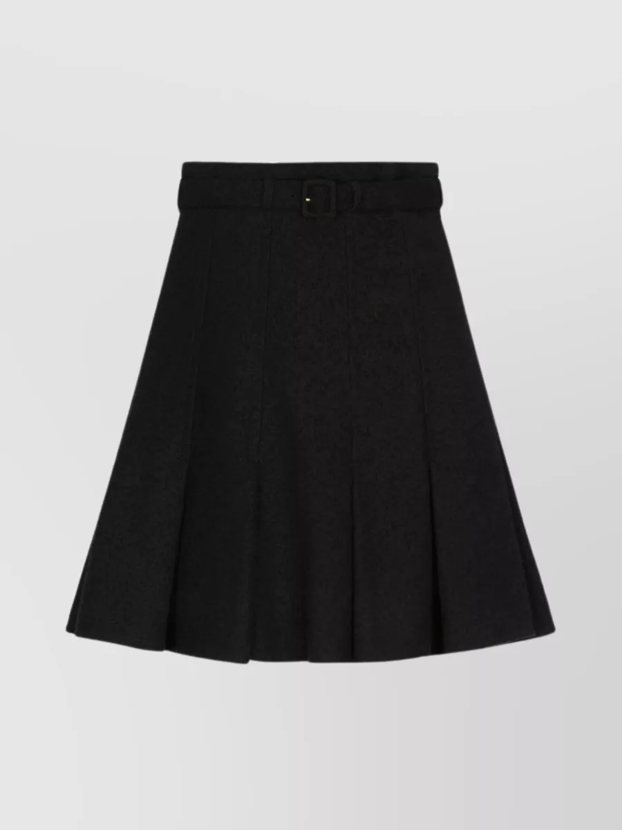 Shop Patou Tonal Belt A-line Skirt In Black