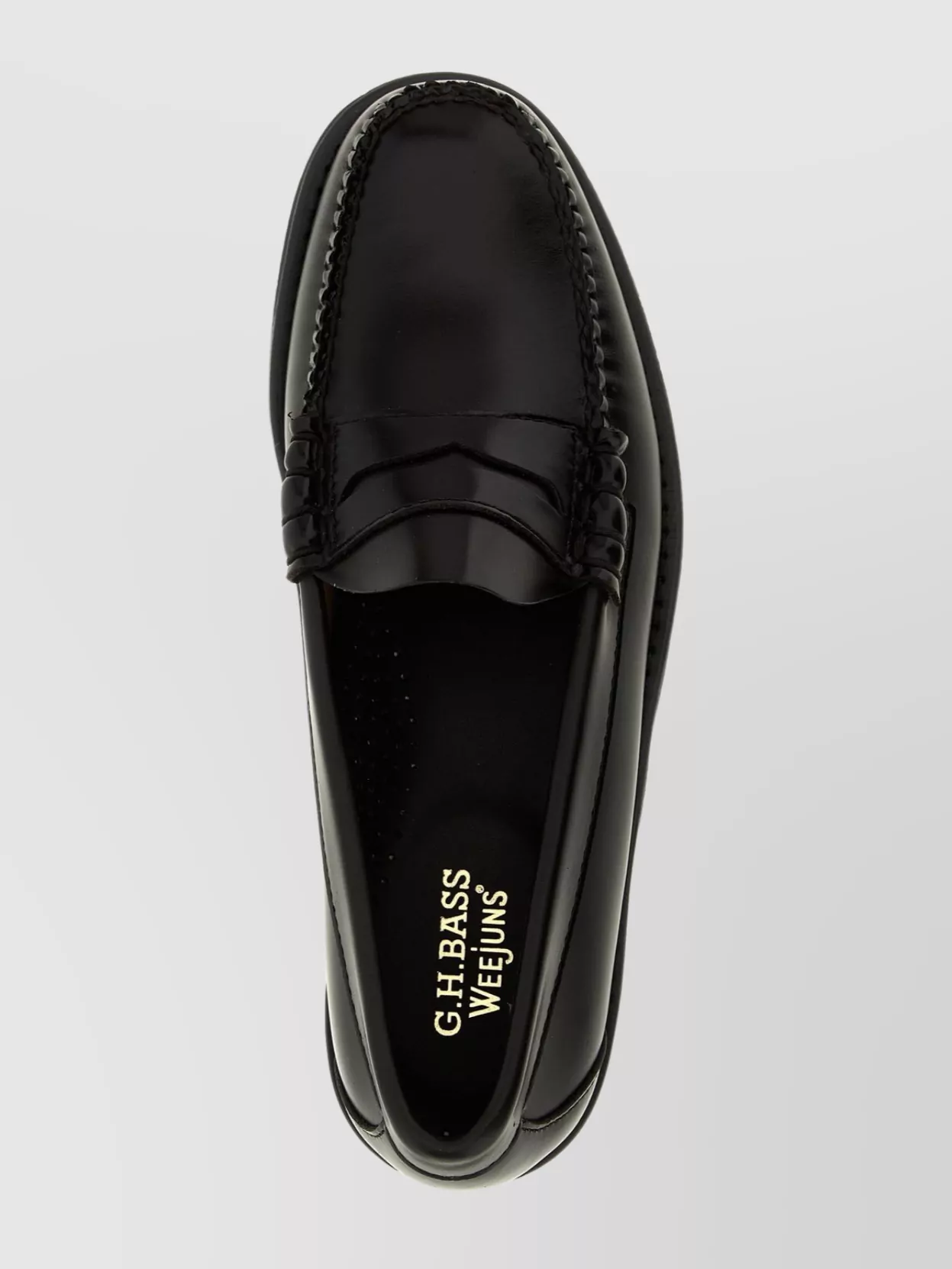 Gh Bass Round Toe Penny Loafers With Stitched Detail In Black