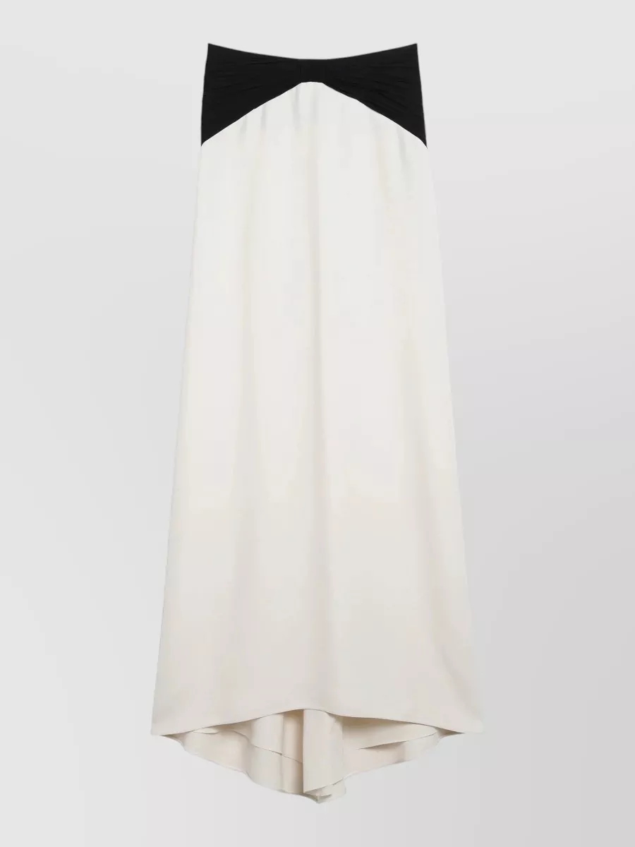 Valentino Strapless Maxi Dress Draped Detail Bicolor In White