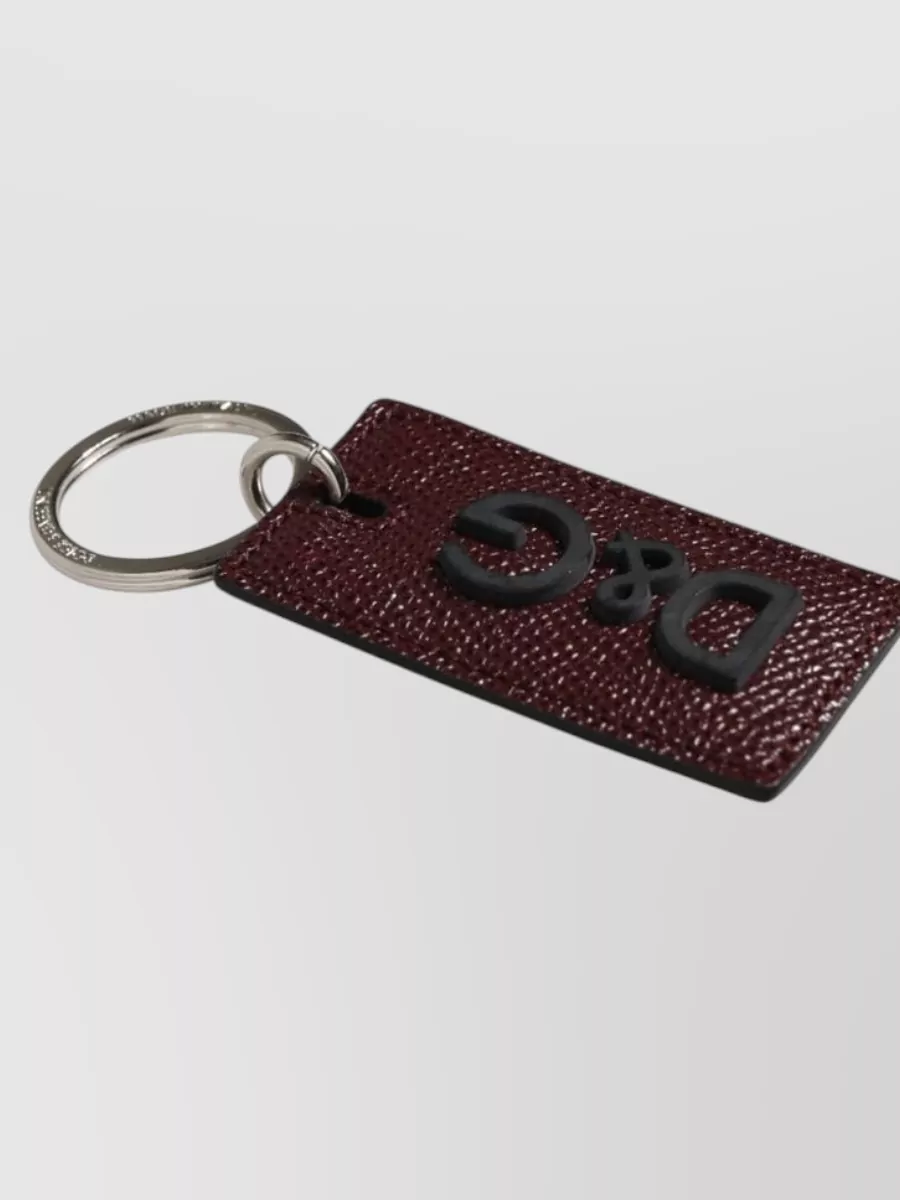 Dolce&Gabbana Leather Logo Metal Ring Keychain