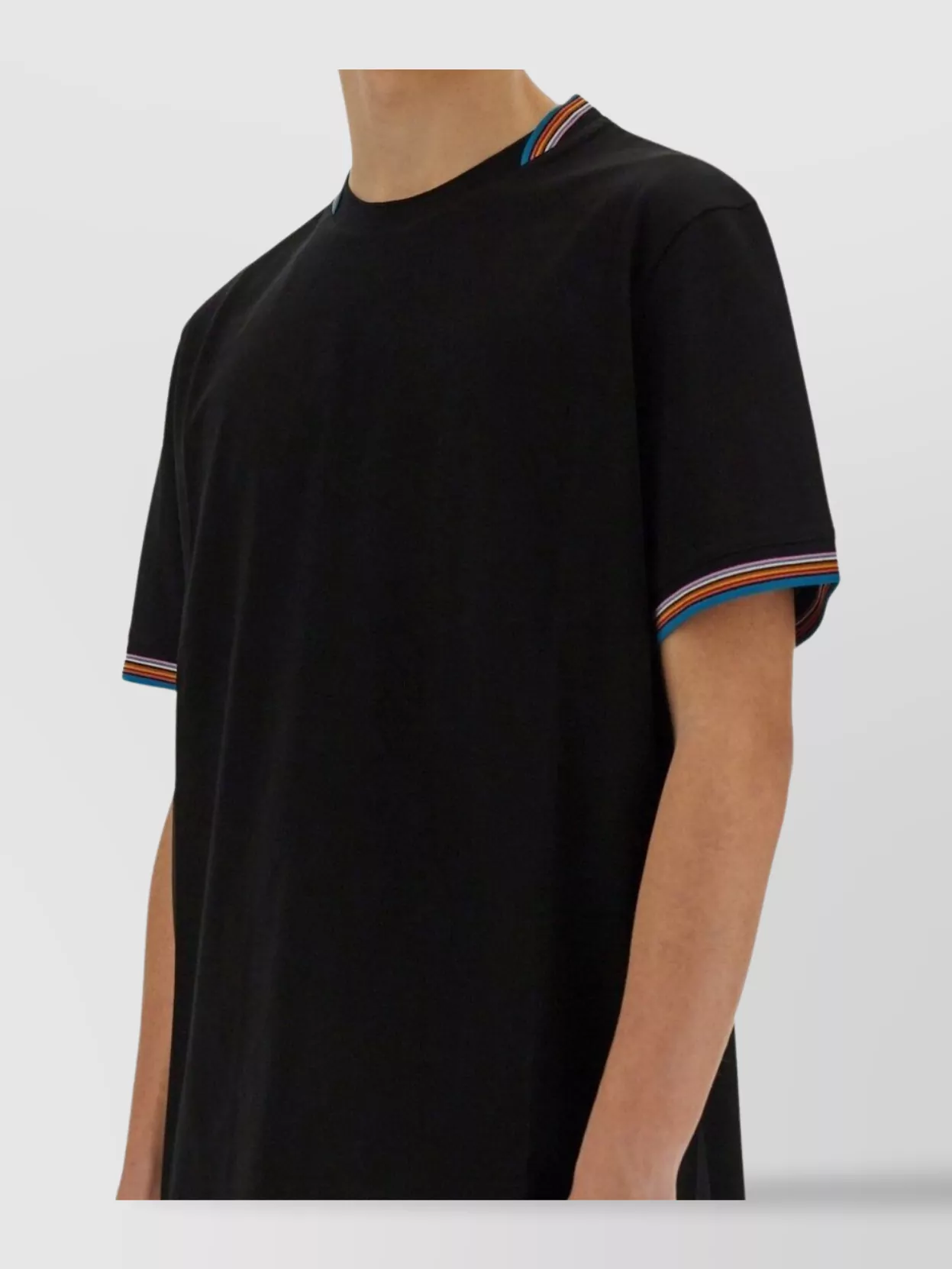 Paul Smith Round Neck Striped Trim Short Sleeves T-Shirt