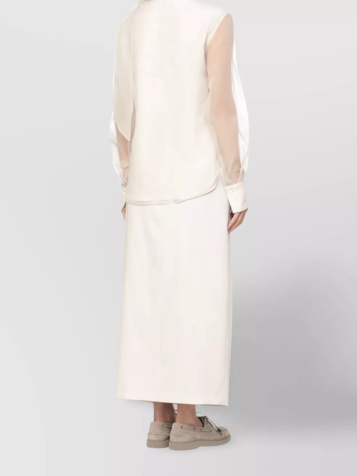Brunello Cucinelli Silk Blouse With Diamond Cut Brass In White