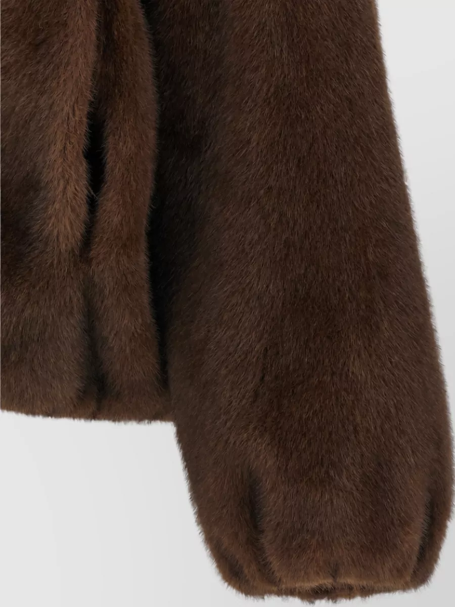 P.a.r.o.s.h. Faux Fur Turtleneck Bomber Jacket