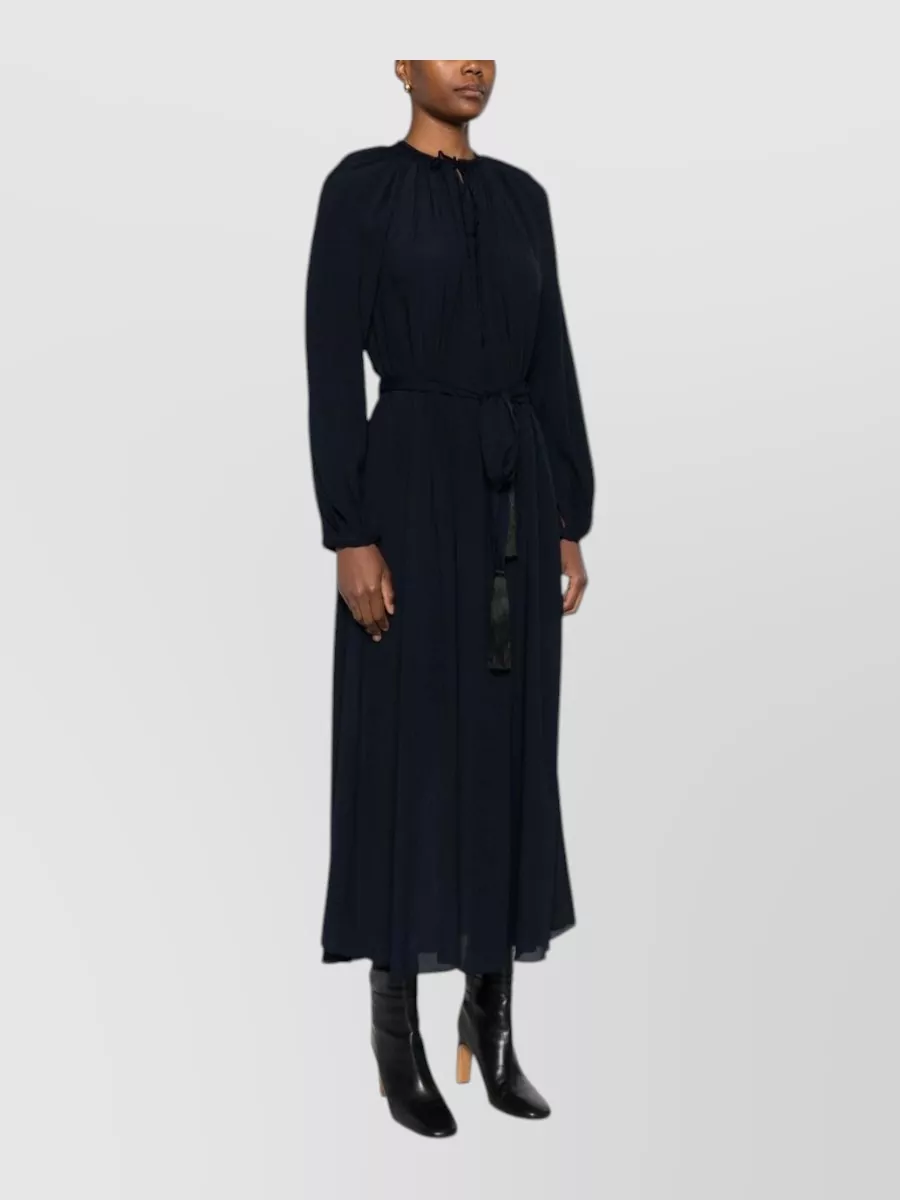 Forte Forte Silk Crepe De Chine Tie Neck Long Sleeve Maxi Dress
