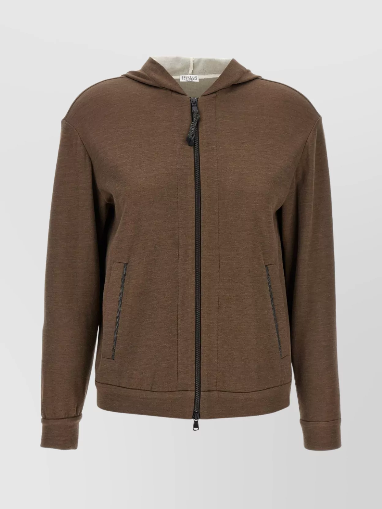 Brunello Cucinelli Luxe Zipper Pull Hoodie In Brown