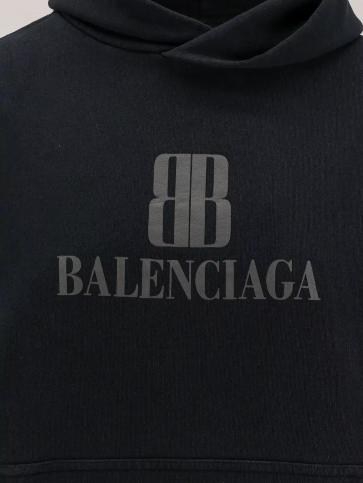 Balenciaga Hooded Design Cropped Cotton Sweatshirt