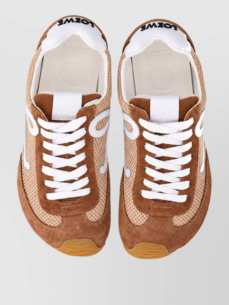 Loewe Calf Leather Mesh Lace-Up Sneakers