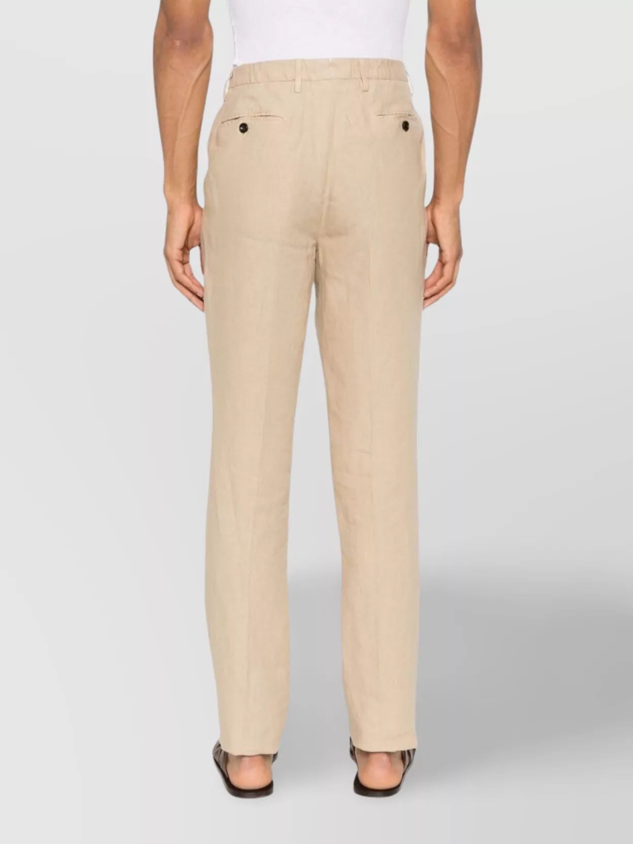 Drumohr Linen Chino Trousers Featuring Pleat Detailing