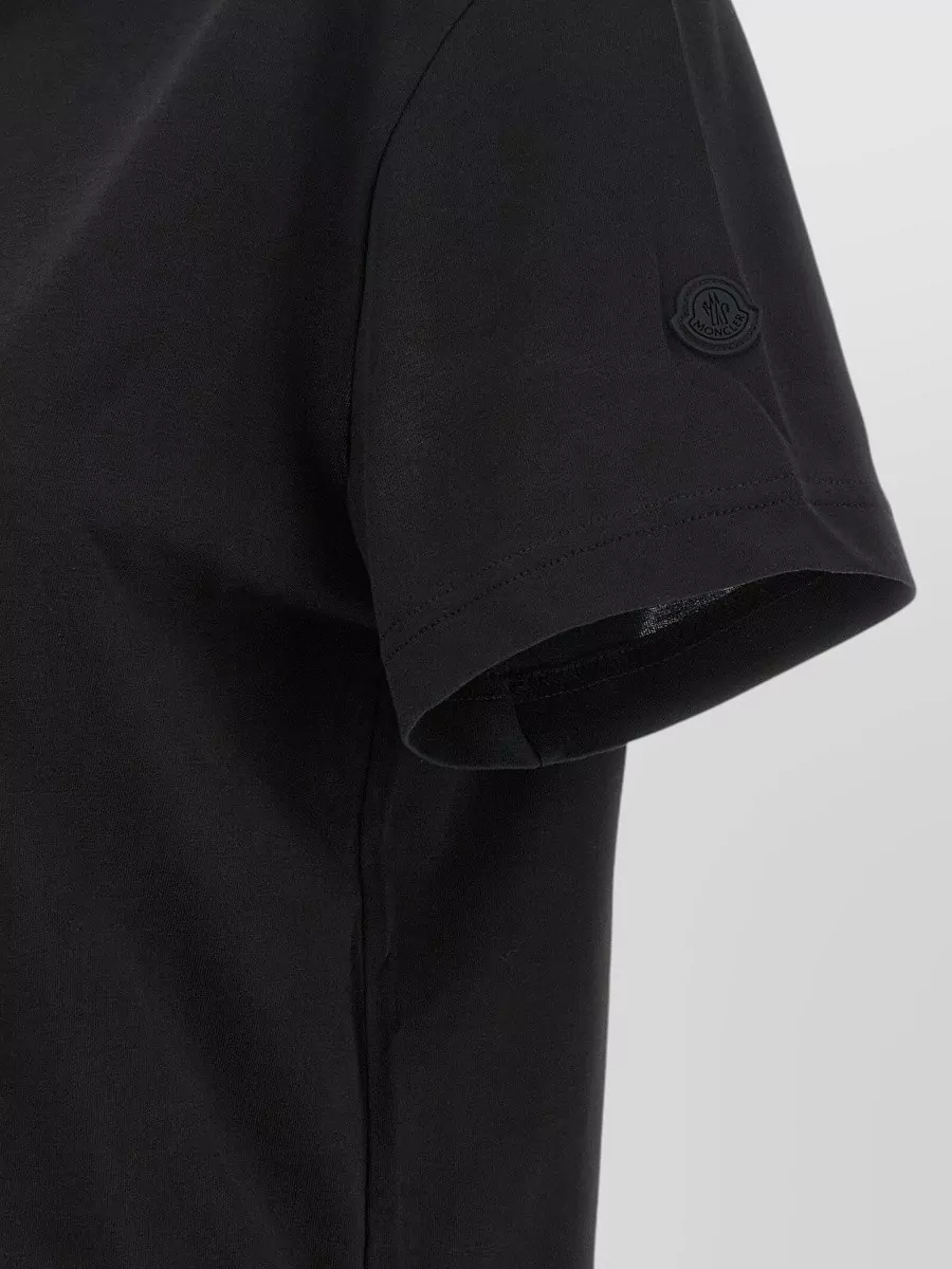 Moncler Ribbed Cotton Logo Embroidered T-Shirt